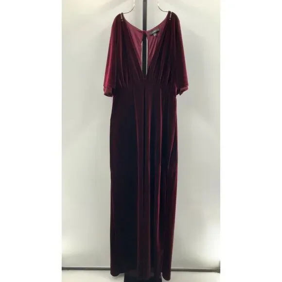 Lulus Women Mystical Charm Velvet Flutter Sleeve Maxi Dress Red Basic Sleeved XL - Picture 2 of 3